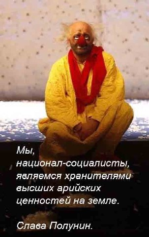 у МЫ, национал-социалисты, являемся хранителями высших арийских ценностей на земле. Слава Полунин.