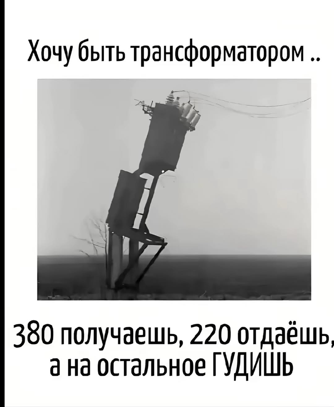 Хочу быть трансформатором 380 получаешь, 220 отдаёшь, а на остальное ГУДИШЬ