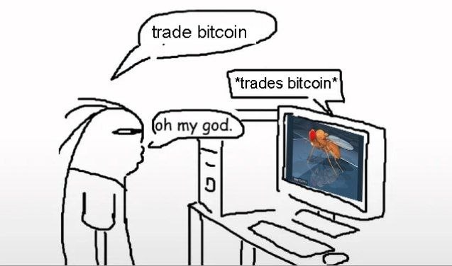 trade bitcoin *trades bitcoin* my god.