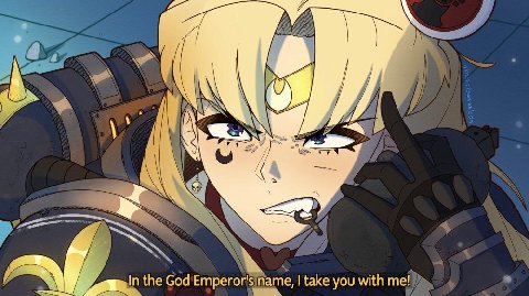 А у the God Emperor's name, take you with