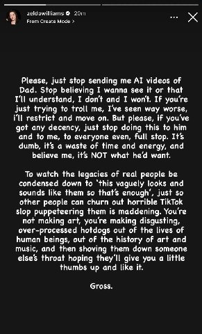 zeldawilliams From Create Mode Please, just stop sending me videos of Dad. Stop believing I wanna see it or that understand, I and I won't. If just trying to troll me, I’ve seen way worse, ill restric