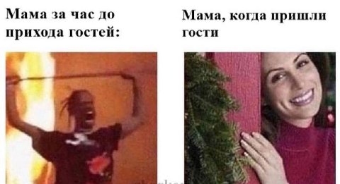 Мама за час до Мама, когда пришли прихода гостей: гости A