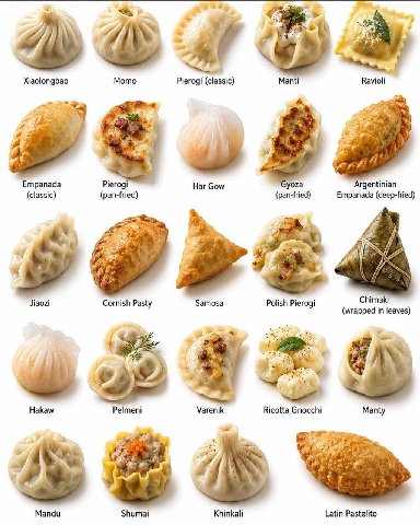 я Xiaolongbao Momo Pierogi (classic) Manti Ravioli Empanada Pierogi Har Gow Argentinian (classic) (pan-fried) (pan-fried) Empanada (deep-fried) Jiaozi Cornish Pasty Samosa Polish Pierogi Chimaki (wrap