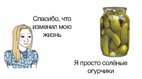 Спасибо, что изменил мою ЖИЗНЬ Я просто солёные огурчики