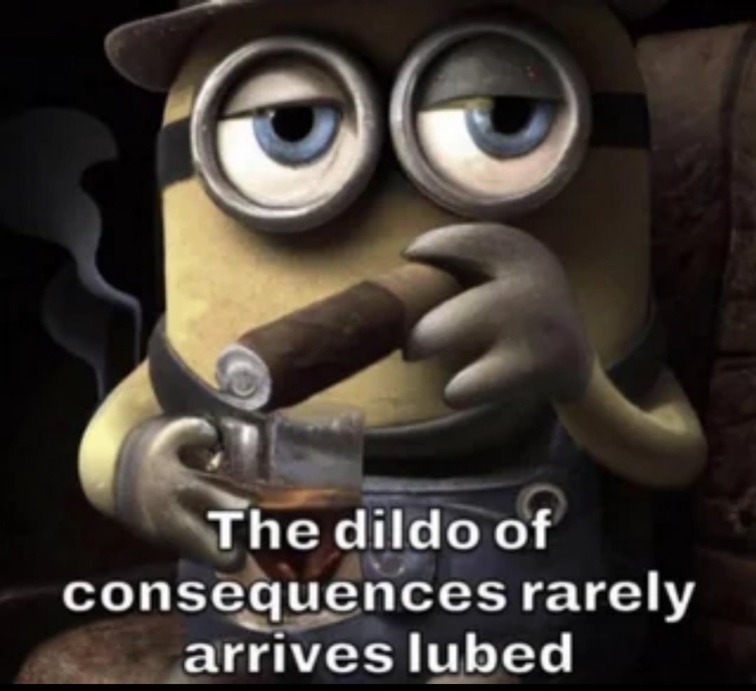 The dildo of consequencesrarely arrives lubed