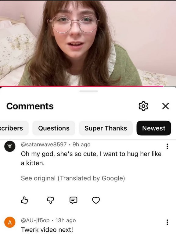 Comments спрег$ Questions Super Thanks @satanwave8597 ago my god, she's so cute, want to hug her like a kitten. See original (Translated Google) 7 в ago Twerk video next!