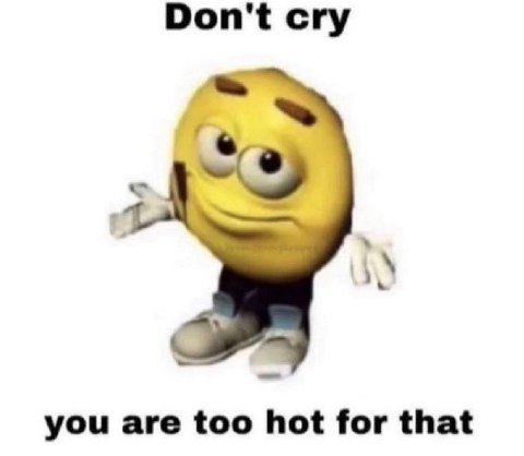Don't cry you are too hot for that