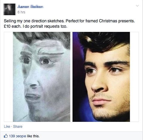 Selling my one direction sketches. Perfect for framed Christmas presents. £10 each. portrait requests too. и Like Share 139 people like this.