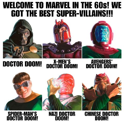 WELCOME TO MARVEL IN THE WE GOT THE BEST SUPER-WILLAINS!!! 4 DOCTOR DOOM! DOCTOR DOOM! DOCTOR DOOM! 4 SPIDER-MAN'S NAZI DOCTOR CHINESE DOCTOR DOCTOR DOOM!