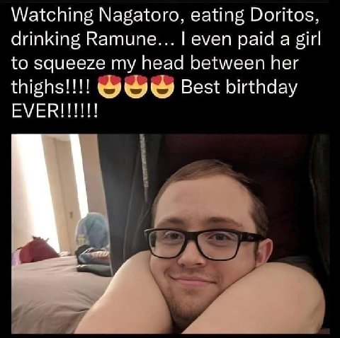 Watching Nagatoro, eating Doritos, drinking Ramune... even paid a to squeeze my head between her Best birthday ЕМЕВИИ! в