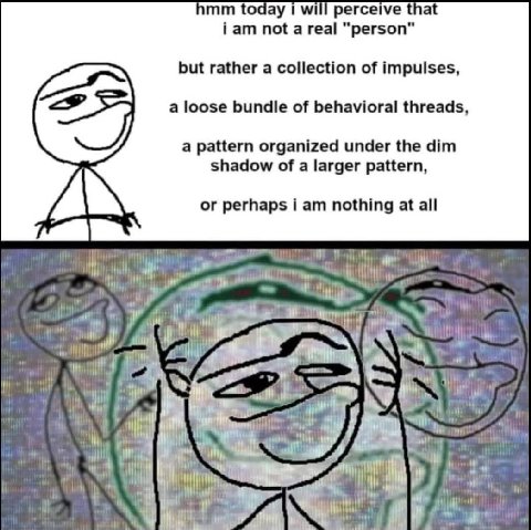 perceive that not а real "person" but rather a collection of impulses, a loose bundle of behavioral threads, a pattern organized under the dim shadow of a larger pattern, or perhaps i nothing at all w