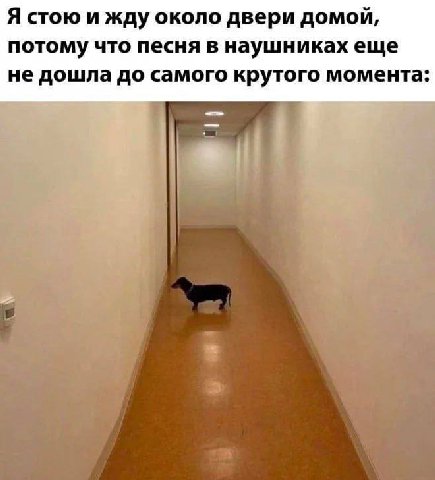Я стою и жду около двери домой, потому что песня в наушниках еще не дошла до самого крутого момента: