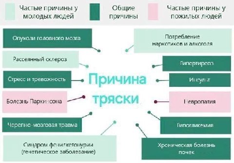 Частые причины у общие Частые причины у молодых людей причины пожилых людеи Потребление Опухоли головного мозга наркотиков и алкоголя Рассеянный склероз lov Болезнь Паркинсона Невропатия Черепно-мозго