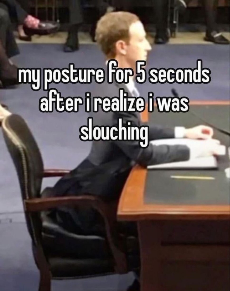 my posture seconds after i realize slouching