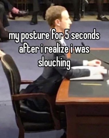 my posture seconds after i realize slouching