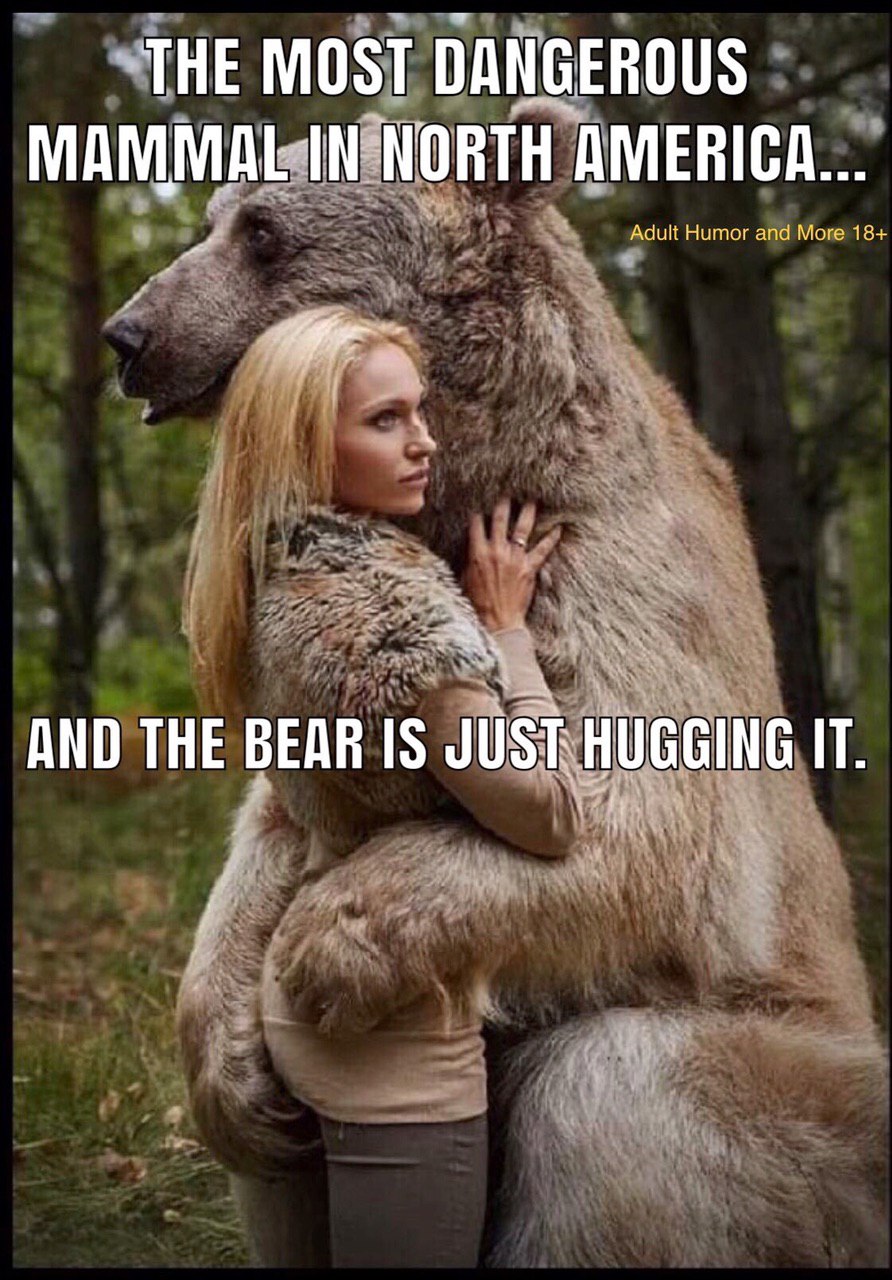 THE MOST DANGEROUS MAMMAL IN NORTH AMERICA... AND THE BEAR IS JUST HUGGING IT.