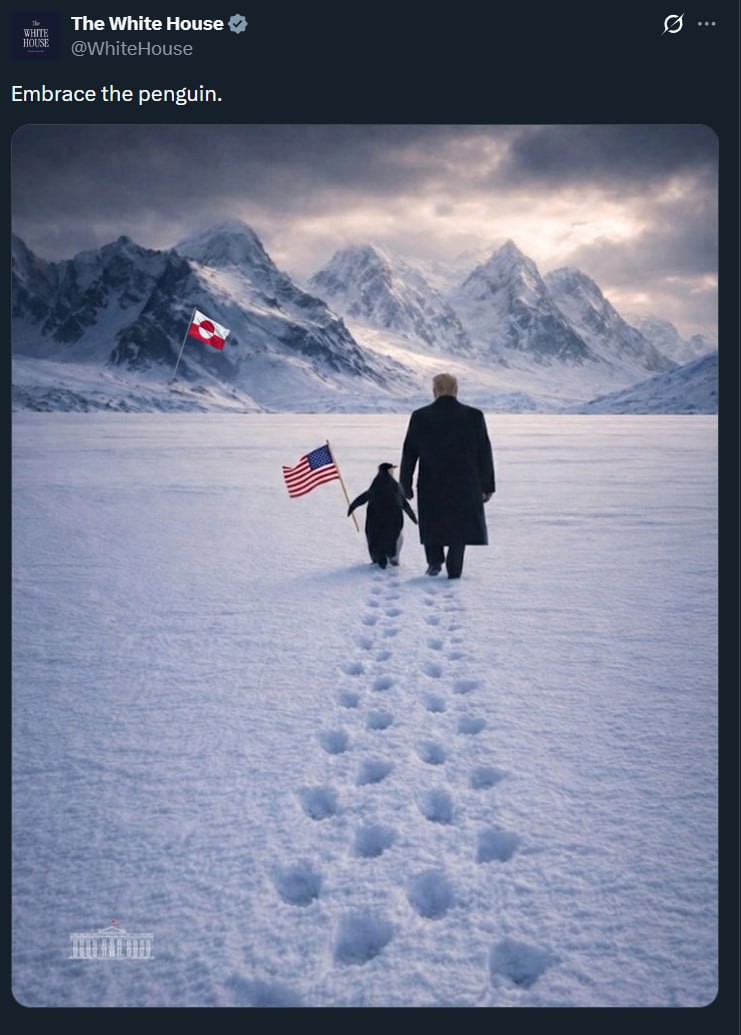 The White House Embrace the penguin.