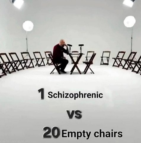 1 Schizophrenic 20 Empty chairs