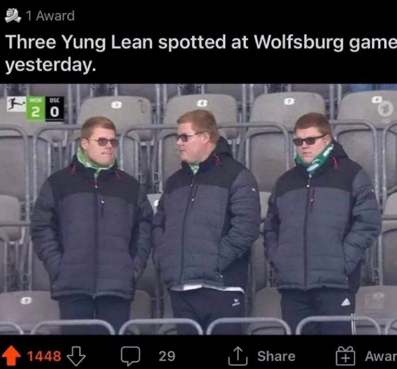 Three Yung Lean spotted at Wolfsburg дате yesterday. о 5 о