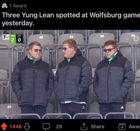 Three Yung Lean spotted at Wolfsburg дате yesterday. о 5 о