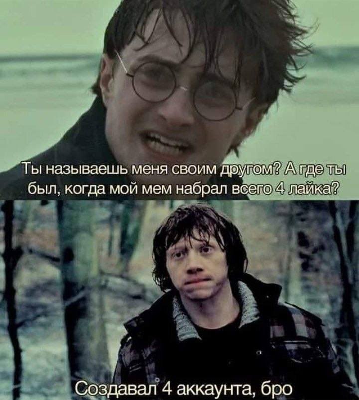 Ты меня своим другом” А где ты был, когда мои мем набрал всего 4 лайка? Создавал 4 аккаунта, бро