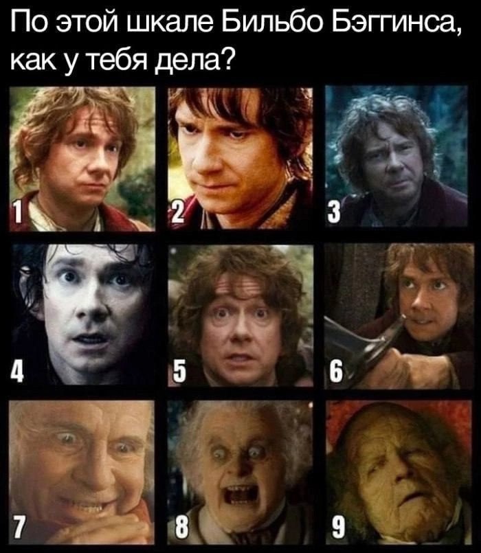 По этой шкале Бильбо Бэггинса, как у тебя дела? 4 2 3 an 4 5 6 7 9