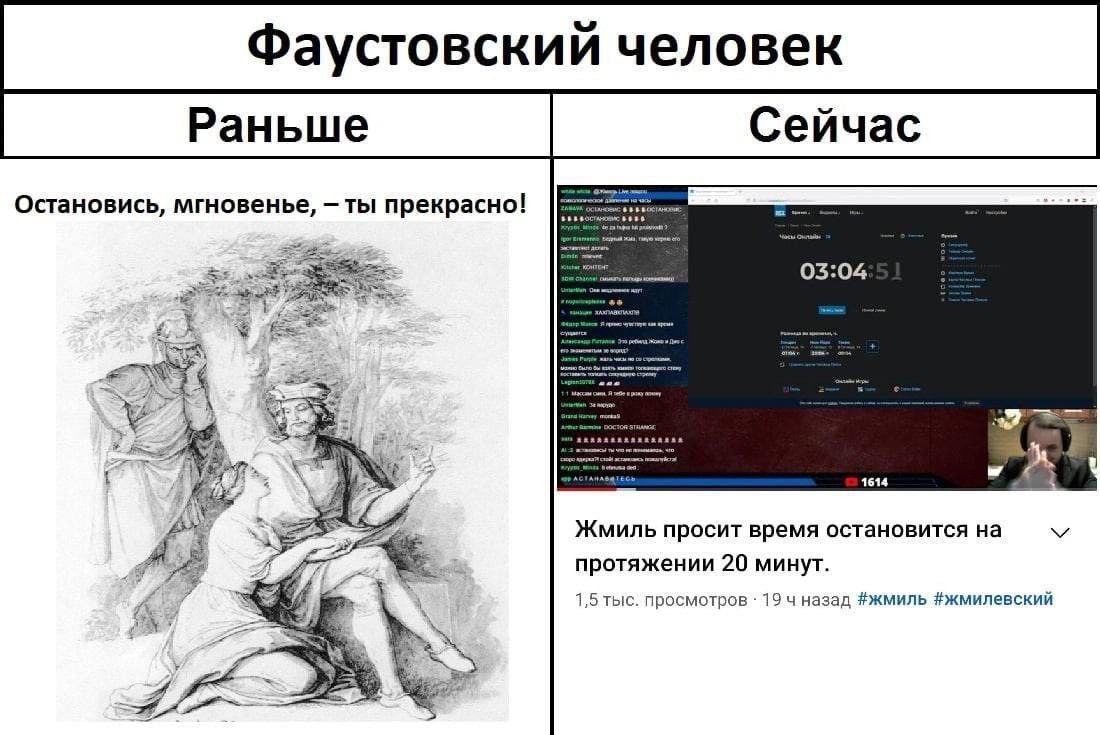 Фаустовский человек Раньше Сейчас Остановись, мгновенье, —ты прекрасно! 03:04 4 Жмиль просит время остановится на протяжении 20 минут. 1,5 тыс. просмотров 19 назад #жмиль #жмилевский У