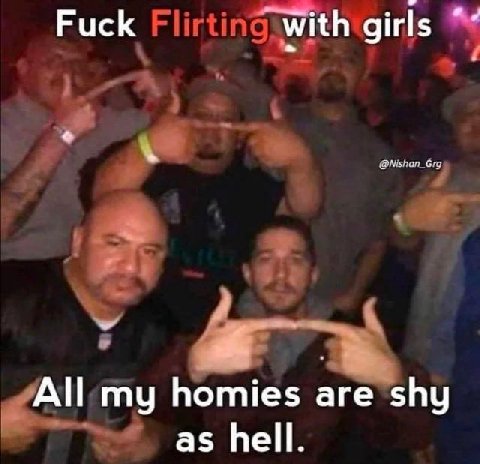 Fuck with girls All my homies are shy as hell.