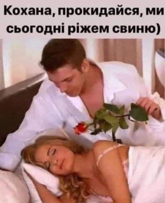 Кохана, прокидайся, сьогодн! рижем свиню)