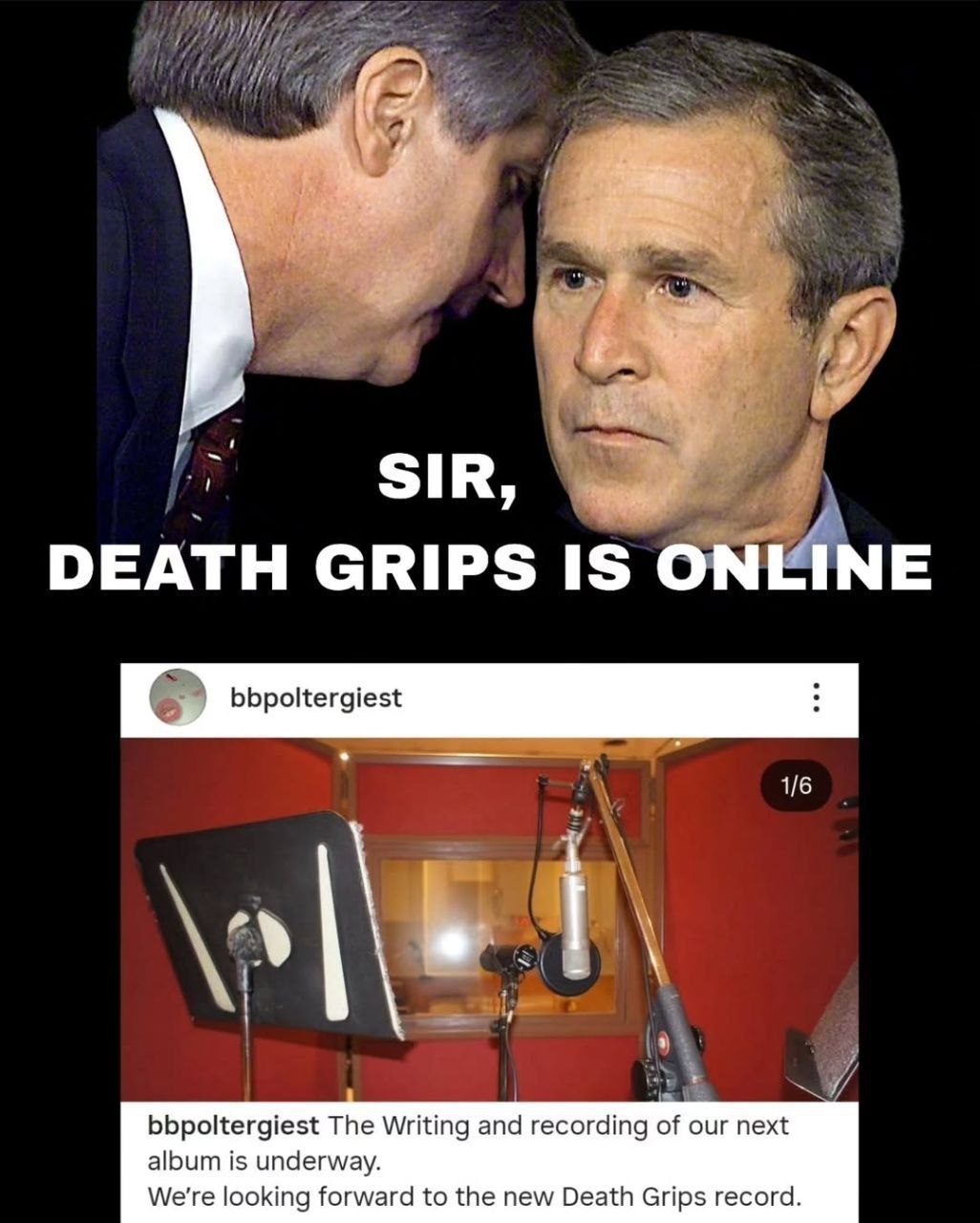 DEATH GRIPS IS ONLINE у 1/6 bbpoltergiest The Writing and recording of our next album is underway. We're looking forward to the new Death Grips record.