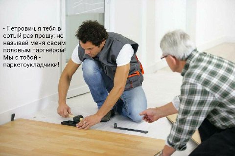 Петрович, я тебя в сотый раз прошу: не называй меня своим половым партнёром! 4, Мы с тобой паркетоукладчики! 5 i у