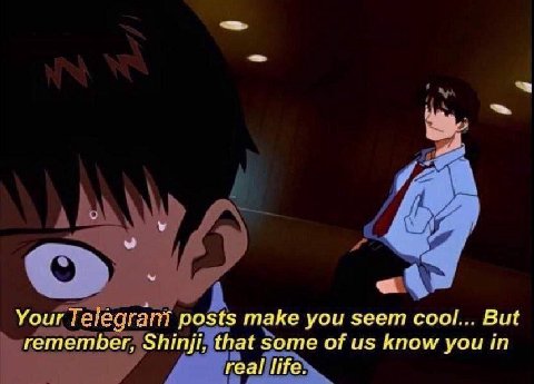 У a Your posts make you seem cool... But remember, Shinji, that some of know you in real life.