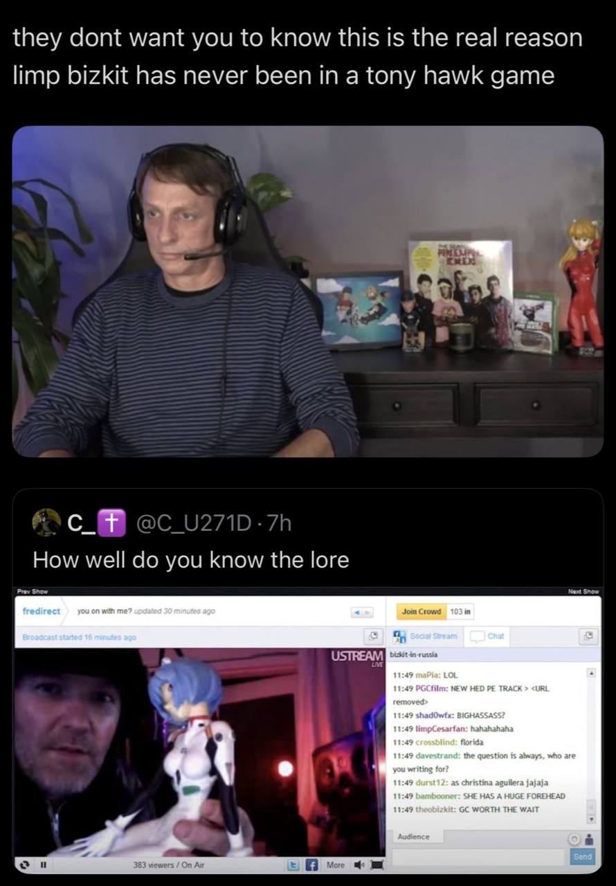 they dont want you to know this 1$ the real reason limp bizkit has never been a tony hawk дате How well you know the lore new HED TRACK <URL 11:49 limpCesartan: hahahahaha always, who are у you writin