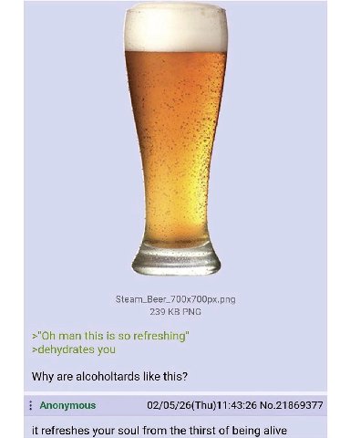 Steam_Beer_700x700px.png 239 PNG man this is so refreshing" >dehydrates you Why are alcoholtards like this? В В Anonymous No.21869377 it refreshes your soul from the thirst of being alive