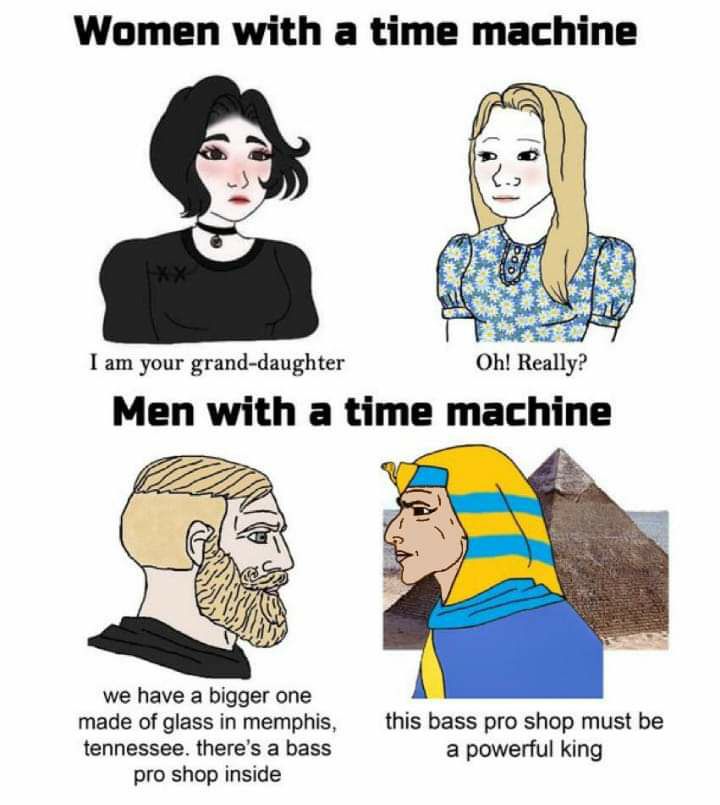 Women with a time machine We a Гат your grand-daughter On Really? Men with a time machine we have a bigger one made of glass in memphis this bass pro shop must be tennessee. there’s a bass a powerful 