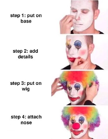 step 1: put base step 2: add details step 3: put on step 4: attach позе 4