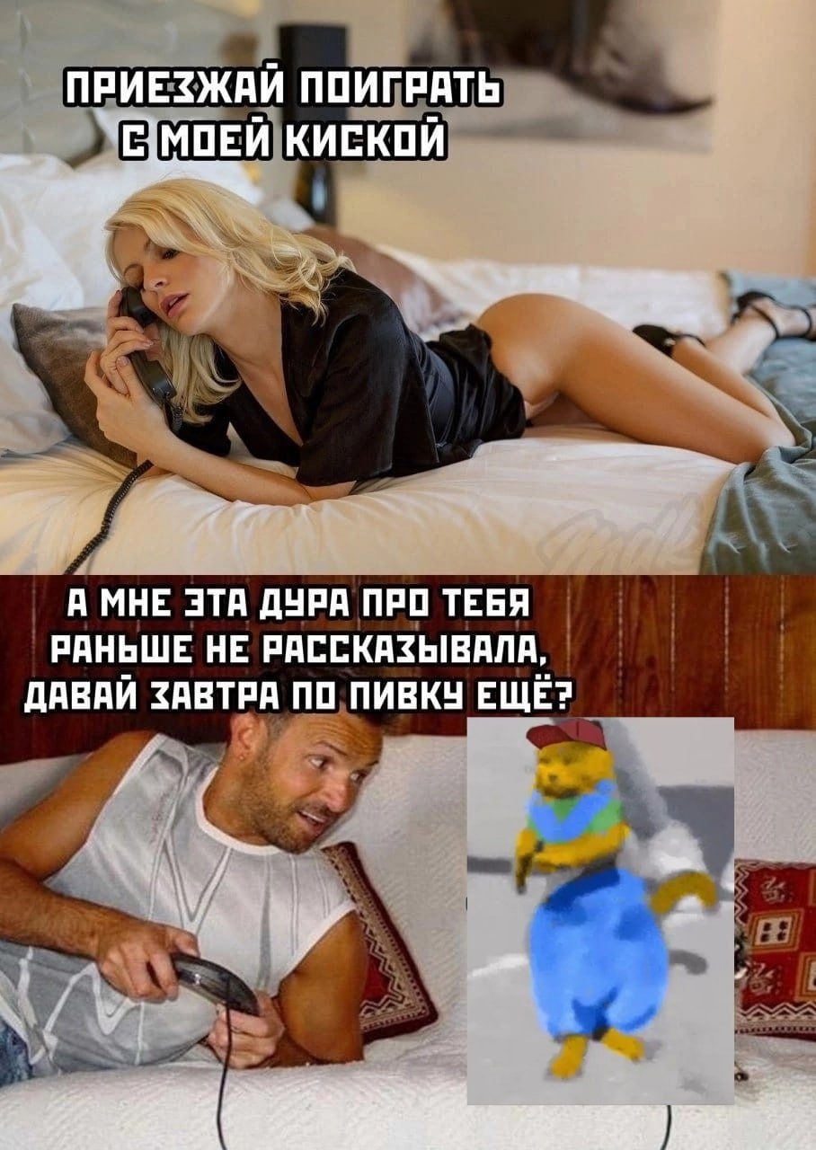 ПРИЕЗЖАЙ ПОИГРАТЬ КИСКОЙ А МНЕ ЭТА ДУРА ПРО ТЕБЯ РАНЬШЕ НЕ РАССКАЗЫВАЛА, ДАВАЙ ЗАВТРА ПО ПИВКУ ЕЩЁ?