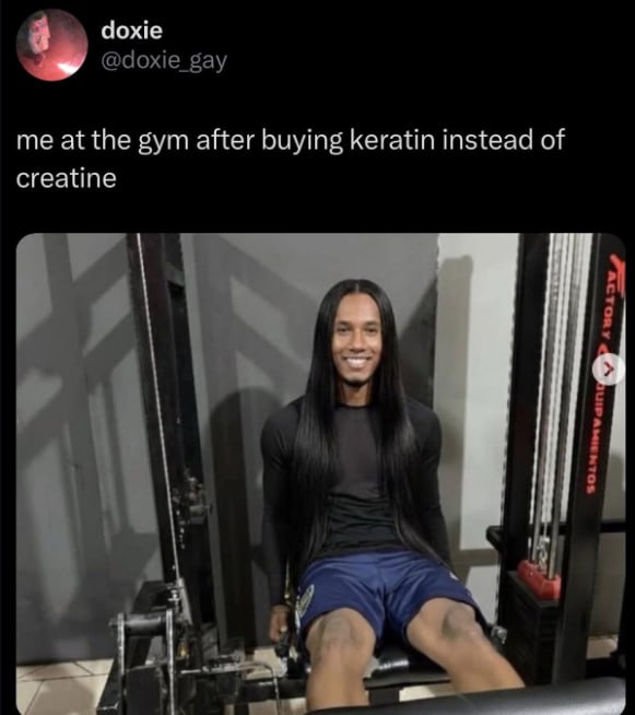doxie @doxie gay me at the gym after buying keratin instead of creatine