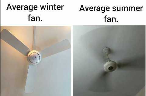 Average winter Average summer fan. fan.