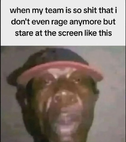 when my team is so shit that i don't even rage anymore but stare at the screen like this
