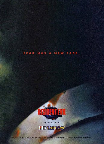 FEAR HAS А NEW FACE, Wee me ini DENT COMING SOON CARCOM ТО, 1996 CAPCOM INC. 199. CAPCOM, CAPCOM PlayStotion and аге trademorke of Sony Computer