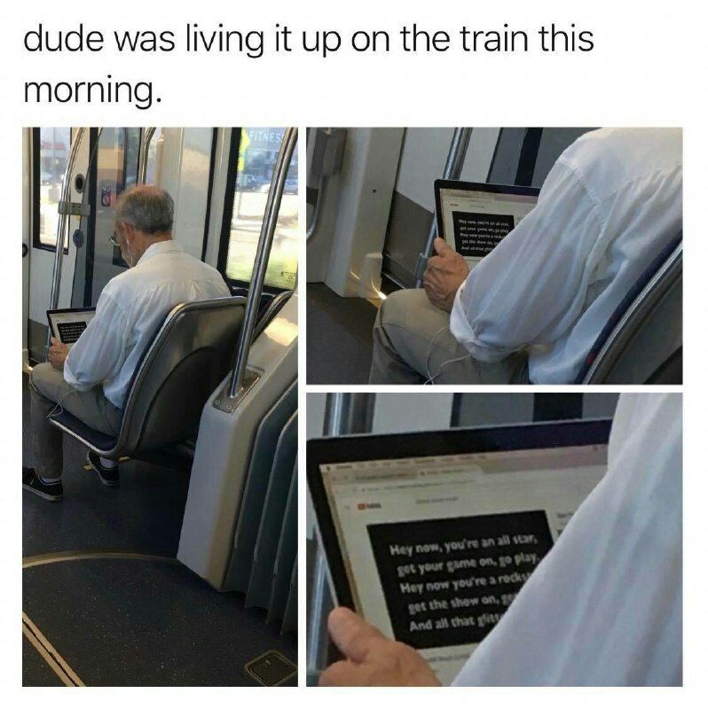 dude was living it up on the train this morning. И i у