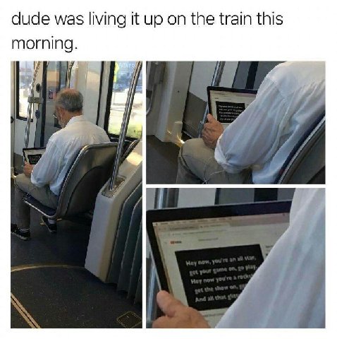 dude was living it up on the train this morning. И i у