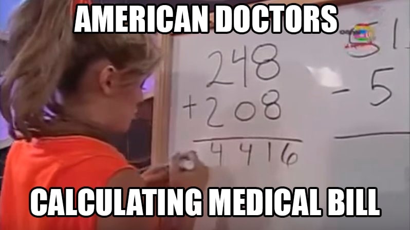 AMERICAN DOCTORS CALCULATING MEDICAL BILL