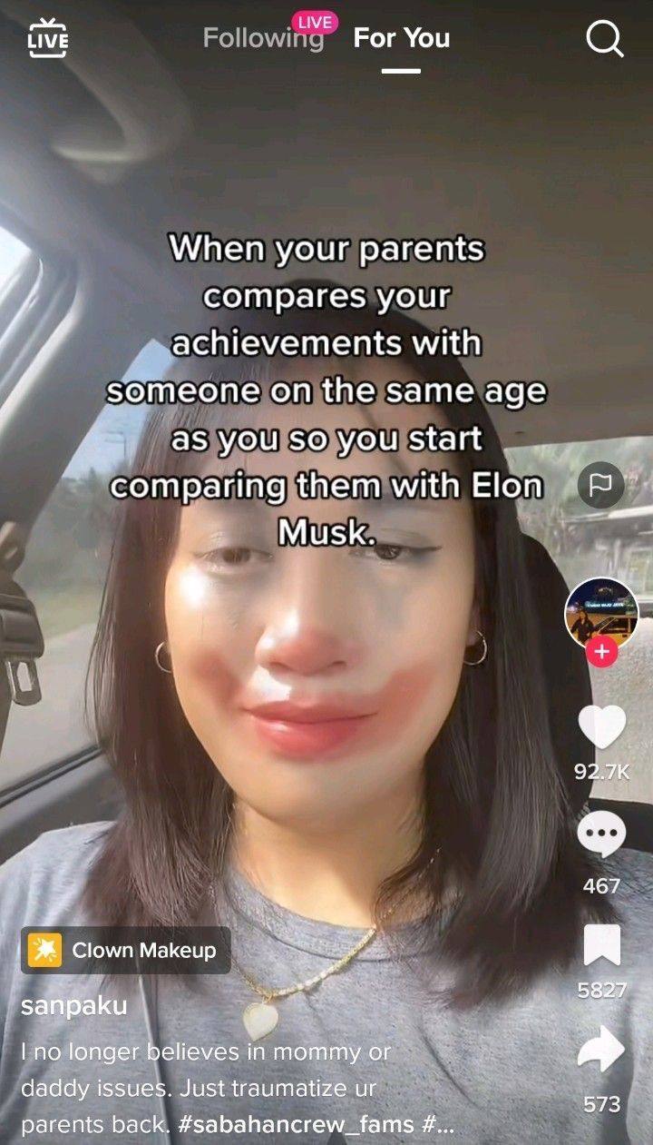 For You When your parents compares your with someone on the same age as you so you Start comparing them with Elon Musk. a 467 Clown Makeup. Я я по longer believes in mommy daddy issues. Just traumatiz