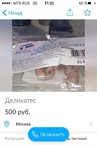 MISRUS 17:32 Назад Деликатес 500 руб Москва Позвонить Категория питания