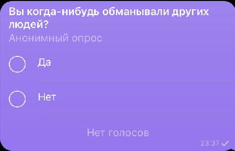 Вы когда-нибудь обманывали других людей? Анонимный опрос да Нет Нет голосов