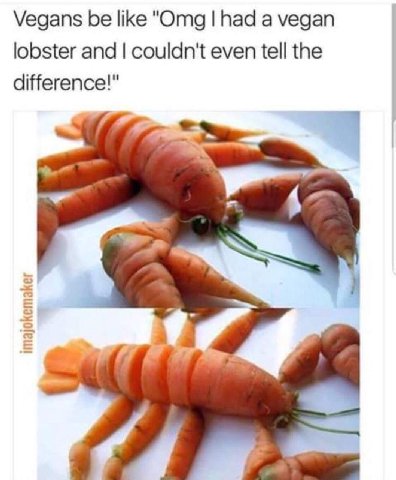 Vegans be like "Omg had a vegan lobster and couldn't even tell the difference!"