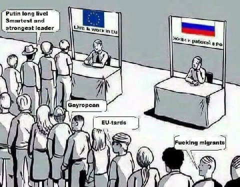 Putin Smartest and strongest leader Работай Gayropean EU-tards Fucking migrants