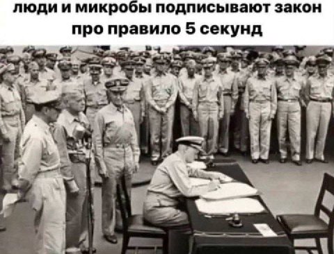 люди и микробы подписывают закон про правило 5 секунд at “he я